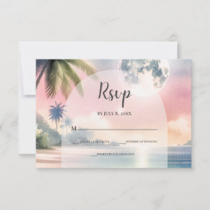 Wasserfarbenhochzeit am tropischen Strand RSVP Karte