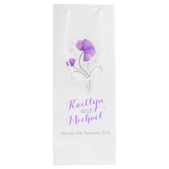 Wasserfarbenhochzeit Dank personalisierter Geschen Geschenktüte Für Weinflaschen (Rückseite)