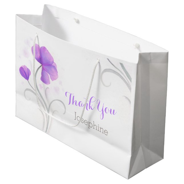 Wasserfarbenhochzeit Dank personalisierter Geschen Große Geschenktüte (Vorderseite Schrägansicht)