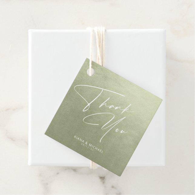 Wasserfarbenhochzeit Danke, Sage Green ID786 Geschenkanhänger (Beispiel)
