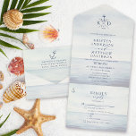 Wasserfarbenhochzeit im Nautischen Ozean All In One Einladung<br><div class="desc">Diese preisgünstigen Nautical Ocean Watercolor Wedding Einladungen sind mit einer durchlöcherten,  perforierten UAWG-Postkarte gestaltet. Falten Sie einfach jede Karte in die umrissene Form,  und dann Siegel und senden - kein Umschlag für den Versand erforderlich.</div>