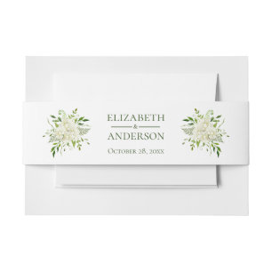 Wasserfarbenhochzeit mit weißem Hydrangeas Einladungsbanderole