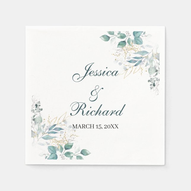 Wasserfarbenhochzeit Napkins Serviette (Vorderseite)