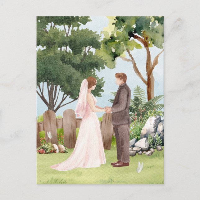 Wasserfarbenhochzeit Postkarte (Vorderseite)
