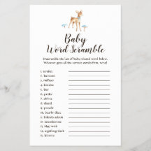 Wasserfarbenjunge Hirsche auf weißem Baby Word-Scr