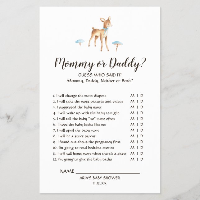Wasserfarbenjunge Hirsche auf weißem Mami oder Dad Flyer (Vorne)