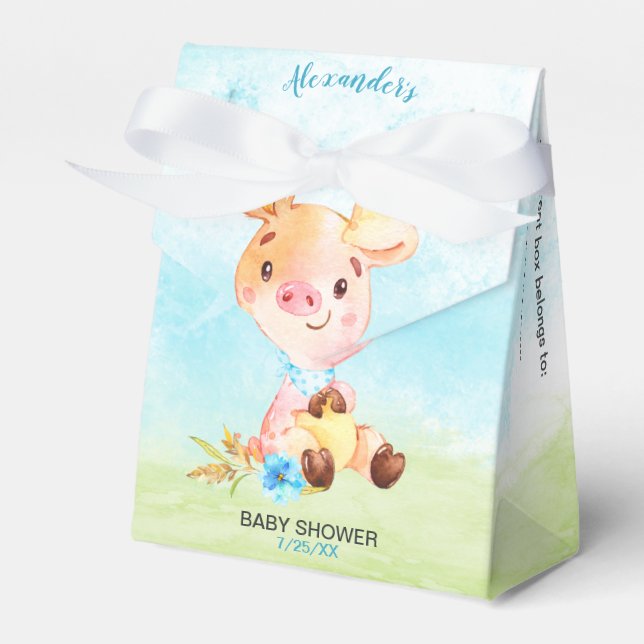 Wasserfarbenjunge Piggy Baby-Duschfarm Geschenkschachtel (Vorderseite)