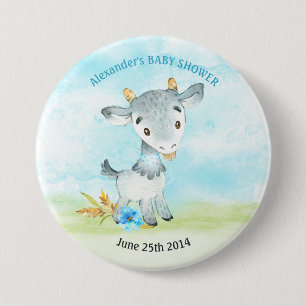 Wasserfarbenjunge Ziegenjunge-Babyduschfarm Button