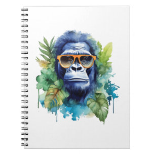 WasserfarbenJungle Gorilla mit Sonnenbrille und Bl Notizblock