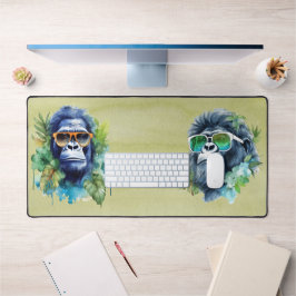 WasserfarbenJungle Gorilla mit Sonnenbrille und Bl Schreibtischunterlage