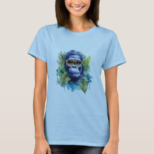 WasserfarbenJungle Gorilla mit Sonnenbrille und Bl T-Shirt