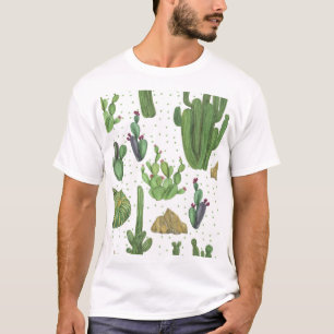 Wasserfarbenkakteen, nahtlose natürliche Muster. T-Shirt