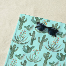 Wasserfarbenkakteen & Sukkulents Sommerspass Strandtuch