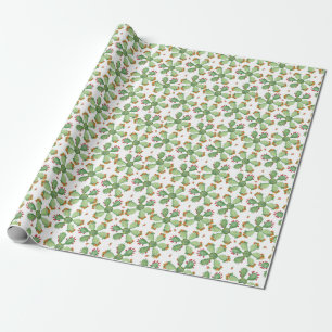 Wasserfarbenkakteen: tropisches Gartenmuster. Geschenkpapier