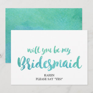 Wasserfarbenkalligrafie wird meine Bridesmaid sein Einladung