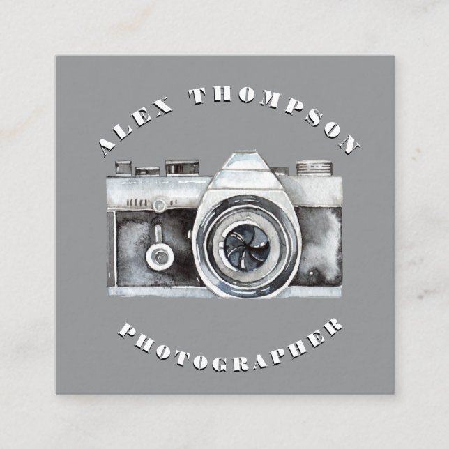 Wasserfarbenkamera Fotografie Lense Custom Quadratische Visitenkarte (Vorderseite)