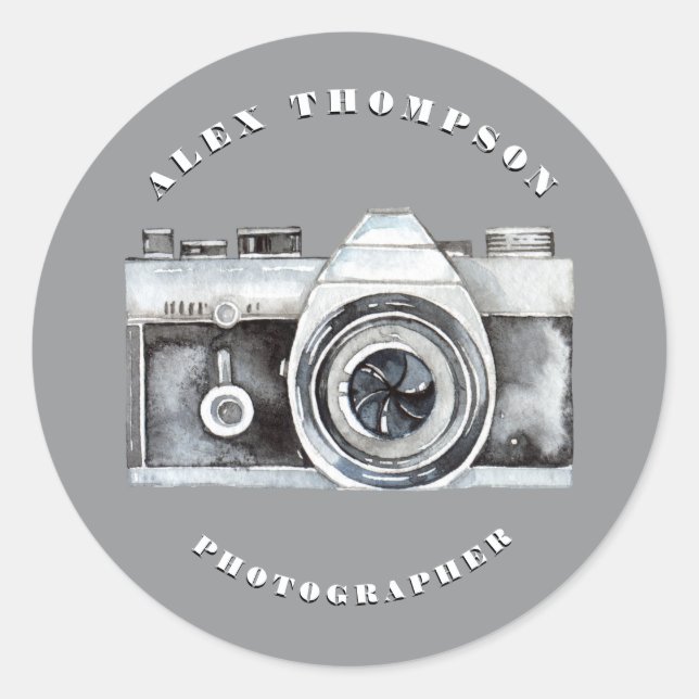 Wasserfarbenkamera Fotografie Lense Custom Runder Aufkleber (Vorderseite)