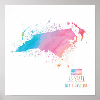 Wasserfarbenkarte | North Carolina Poster