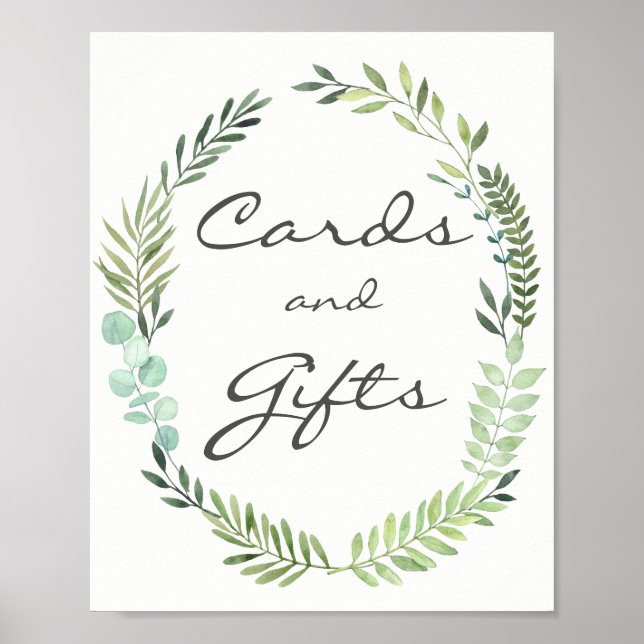 Wasserfarbenkarte und Geschenke für Hochzeitsposte Poster (Vorne)