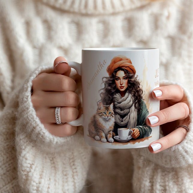 Wasserfarbenkatze und Kaffeehaus Personalisierter  Kaffeetasse (Von Creator hochgeladen)