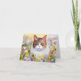 Wasserfarbenkatze und Wildblumen individuell anpas Karte