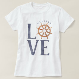 Wasserfarbenkennzeichnung der nautischen Liebe + S T-Shirt