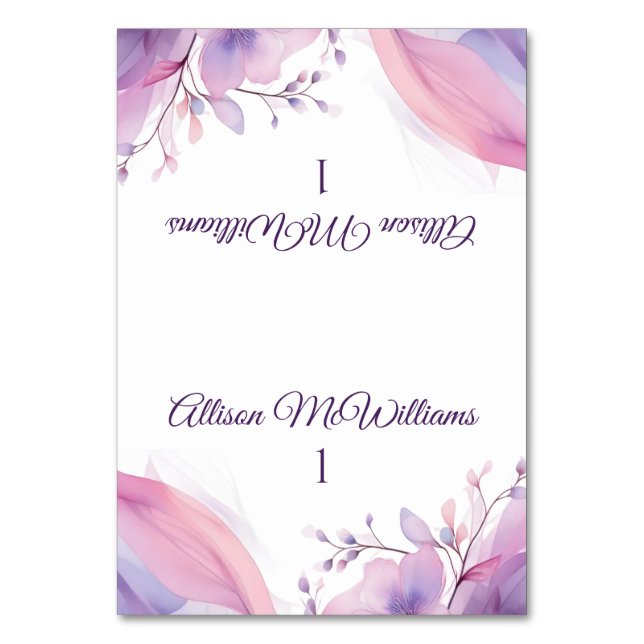 Wasserfarbenkirschblüten, Hochzeiten, Tischnummer (Vorderseite)