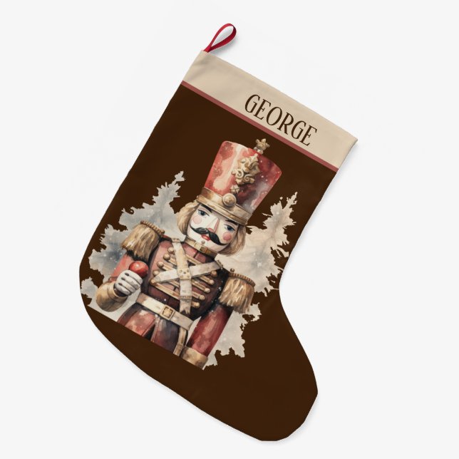 Wasserfarbenknussknacker hinzufügen großer weihnachtsstrumpf (Vorderansicht (hängend))