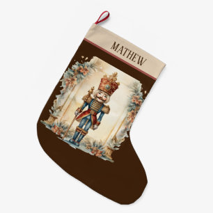 Wasserfarbenknussknacker hinzufügen großer weihnachtsstrumpf