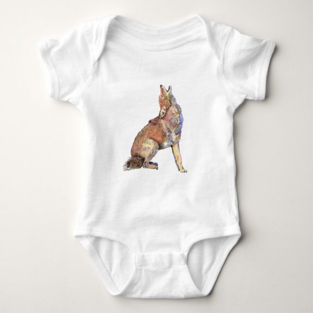 Wasserfarbenkojote, Tier, Natur Baby Strampler (Vorderseite)