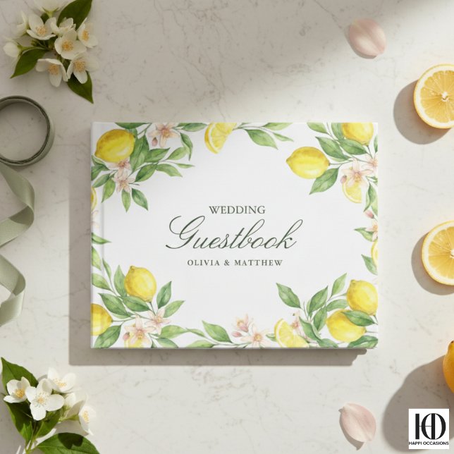 Wasserfarbenkranz Mittelmeer-Zitrus Hochzeit Gästebuch (Von Creator hochgeladen)