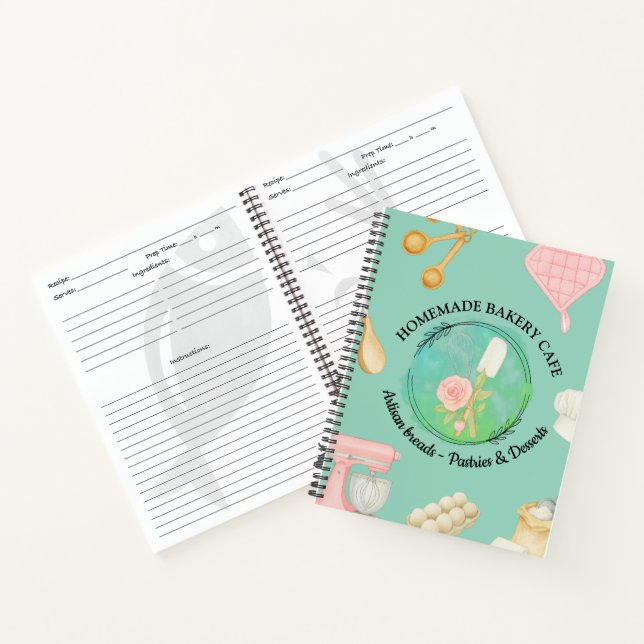 Wasserfarbenküche liefert Personalisiertes Rezept Notizbuch (Innenseite)