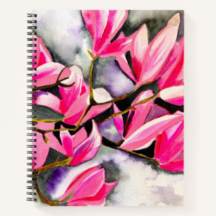Wasserfarbenkunst der rosa Magnolie Notizbuch
