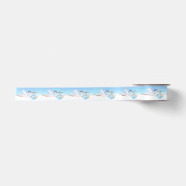 Wasserfarbenkunst der Storch-Junge - Blaue Babydus Satinband