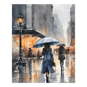 Wasserfarbenkunst in der Stadt Rainy Fotodruck