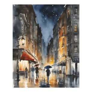 Wasserfarbenkunst in der Stadt Rainy Fotodruck