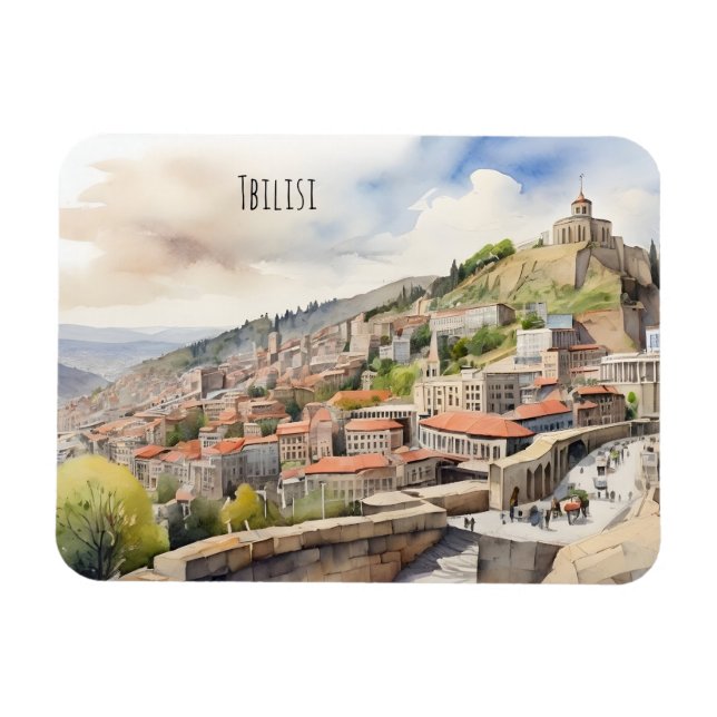 Wasserfarbenkunst Tiflis Magnet (Horizontal)