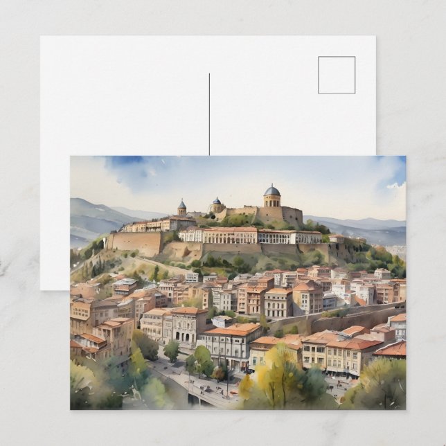 Wasserfarbenkunst Tiflis Postkarte (Vorne/Hinten)
