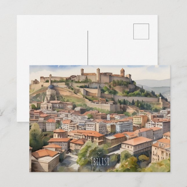 Wasserfarbenkunst Tiflis Postkarte (Vorne/Hinten)