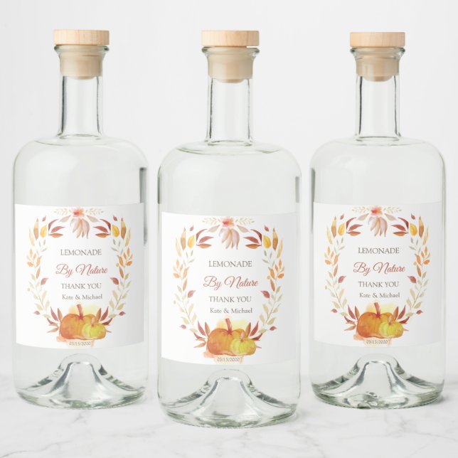 Wasserfarbenkürbis Alkoholflaschenetikett (Flaschen)