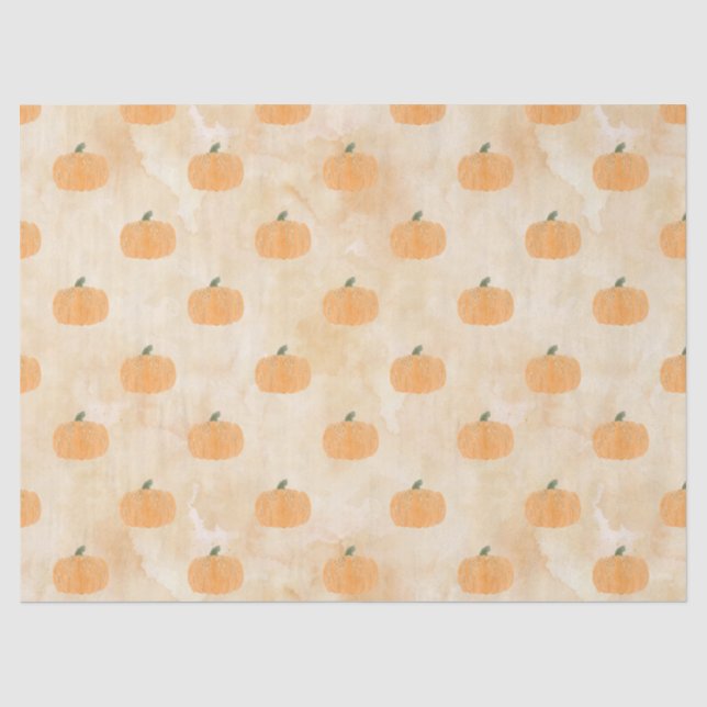 Wasserfarbenkürbis auf Orange Decoupage Seidenpapier (Vorderseite)