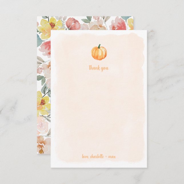 Wasserfarbenkürbis Babydusche Danke (Vorne/Hinten)