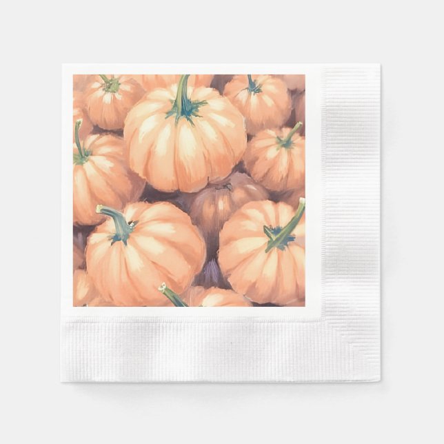 Wasserfarbenkürbis Erntedank Halloween Serviette (Vorderseite)