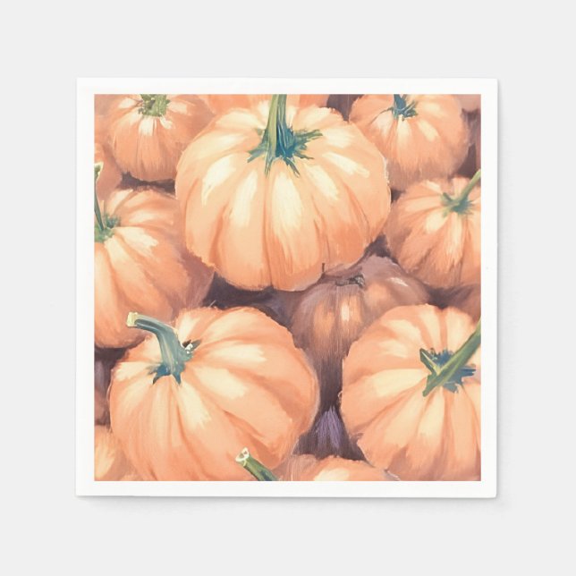 Wasserfarbenkürbis Erntedank Halloween Serviette (Vorderseite)