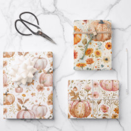Wasserfarbenkürbis Fallmuster Geschenkpapier Set