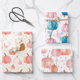 Wasserfarbenkürbis Fallmuster Geschenkpapier Set