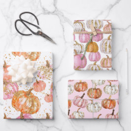 Wasserfarbenkürbis Fallmuster Geschenkpapier Set