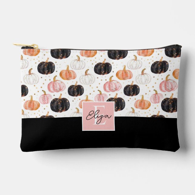 Wasserfarbenkürbis Fallmuster Zubehörtasche (Vorderseite)