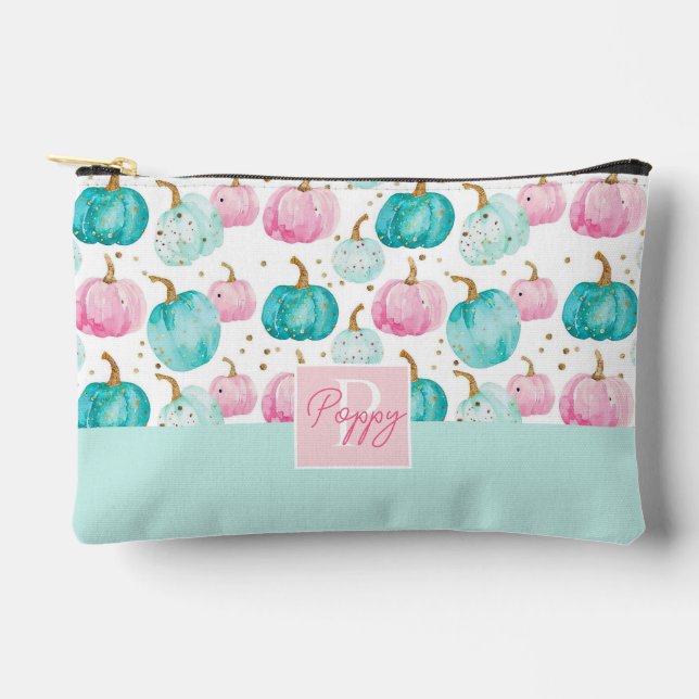 Wasserfarbenkürbis Fallmuster Zubehörtasche (Vorderseite)