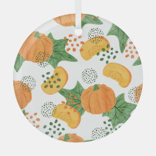 Wasserfarbenkürbis Gemüse: orange Nahtlos Ornament Aus Glas